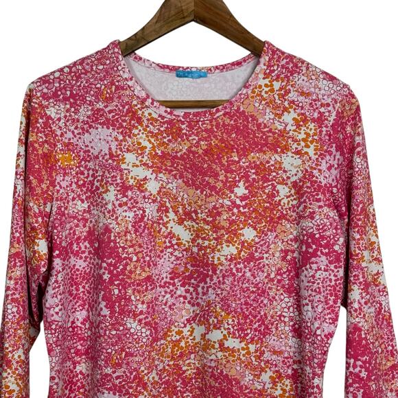 J. McLaughlin Size XL Pink Orange Catalina Cloth Long Sleeve Signature Tee - Picture 2 of 7